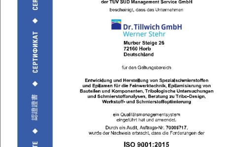 Zertifikat ISO 9001 2015 Deutsch