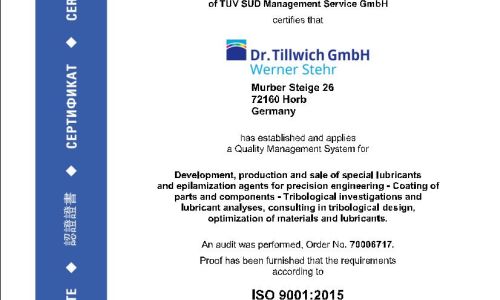 Certificate ISO 9001 2015 English