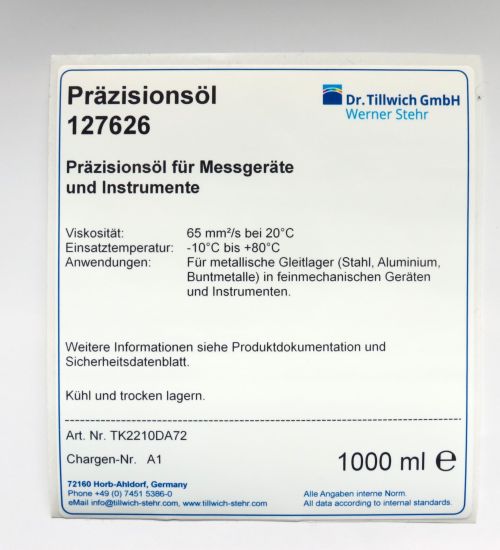 Product label TF2210DA72 - Precision oil 127626