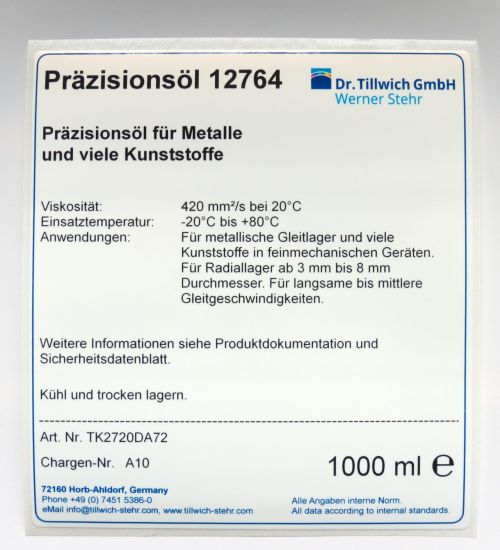 Product label TK2720DA72 - Precision oil 12764